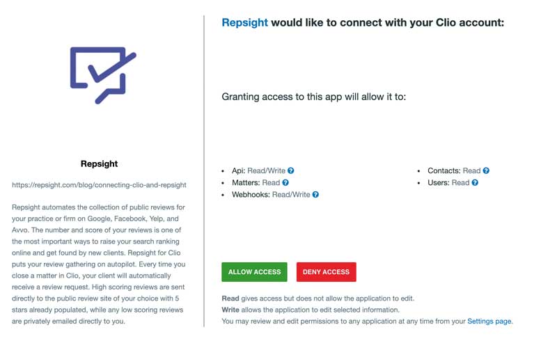 Allow Repsight access